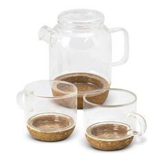Keepsake Onsen Double Wall Borosilicate Glass Tea Set with Cork Base
