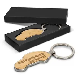 Santo Car Shaped Beech Wood Keychain with Zinc Alloy Body