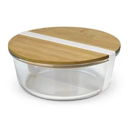 Natura Iris Borosilicate Glass Food Container with Bamboo Lid