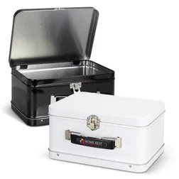 Retro Tin Lunch Box with Secure Latch