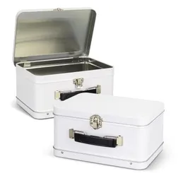 Retro Tin Lunch Box 800ml Latch Handle Gift Boxed
