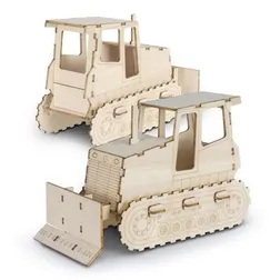 Basswood Bulldozer Model Assembly Kit