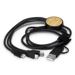 Bamboo Triple Connector Charging Cable with Type C