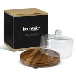 Glass Dome Acacia Base Cake Display