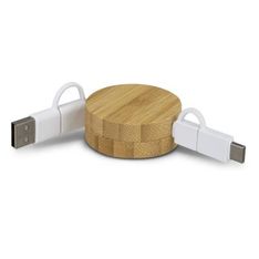 Retractable Multi Connector Bamboo Charging Cable