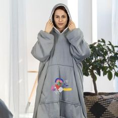 Cosmos Oversized Sherpa Lined Hoodie Blanket with Kangaroo Pocket