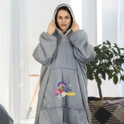 Cosmos Oversized Sherpa Lined Hoodie Blanket with Kangaroo Pocket