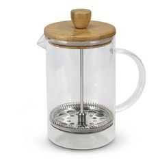 Azzurra Borosilicate Glass Coffee Plunger with Bamboo Lid