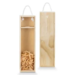 Pine Wood Wine Gift Box with Sliding Lid