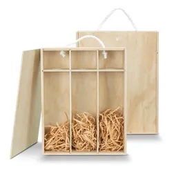 Triple Pine Wood Wine Gift Box with Sliding Lid