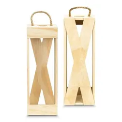 Pine Wood Wine Crate with Rope Handle