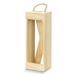 Catalonia Natural Pine Wine Crate with Rope Handle