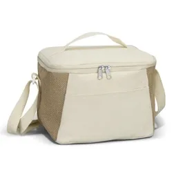Insulated Jute Lunch Tote With Shoulder Strap
