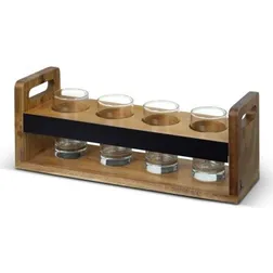 Keepsake Acacia Wood Taster Flight Set with Four Glasses