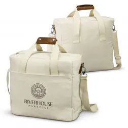 Insulated Canvas Tote with Leather Look Accents