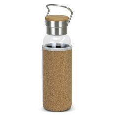 Nomad Borosilicate Glass Bottle Cork Sleeve Bamboo Lid 600ml