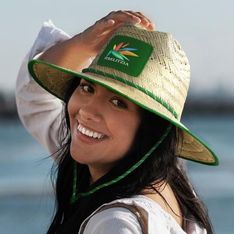 Tiki Wide Brim Straw Hat with Adjustable Chin Strap
