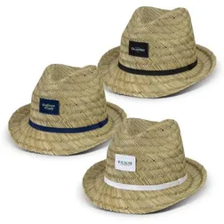 Antonio Straw Fedora with Polyester Ribbon and Branding Patch