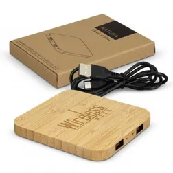 Bamboo Wireless Fast Charging Hub with Dual USB Ports