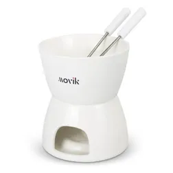 Ceramic Fondue Set with Stainless Steel Skewers