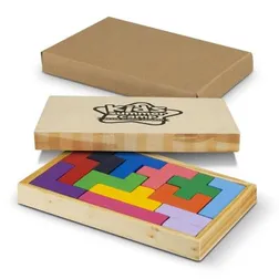 Pentomino Pine Wood Logic Puzzle Gift Set with Storage Box