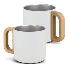 Wilde Double Wall Vacuum Insulated Stainless Steel Mug with Beech Wood Handle