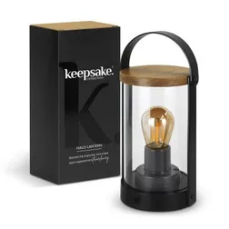 Acacia Wood Rechargeable Lantern Adjustable Brightness