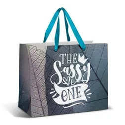 Large White Paper Gift Bag with Satin Ribbon Handles