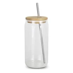 Fallon Borosilicate Glass Tumbler with Bamboo Lid and Steel Straw