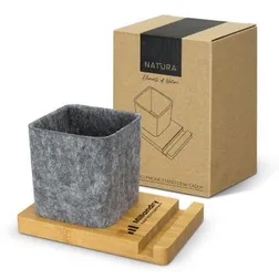 Recycled Felt Bamboo Base Desk Organiser With Stand