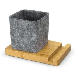 NATURA Bamboo Phone Stand Desk Caddy with Recycled Felt