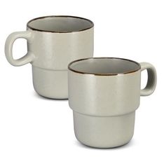 Keepsake Stackable Stoneware Coffee Mug Set with Mottled Glaze