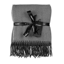 Recycled Polyester Throw with Herringbone Pattern