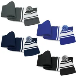 Commodore Acrylic Knit Winter Scarf Beanie Set