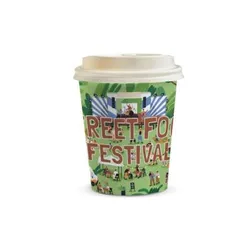 Compostable Paper Coffee Cup with Bagasse Lid 230ml
