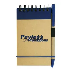 NB02 Fully Recycled Branded Eco Notepads With Pen - 160 Pages