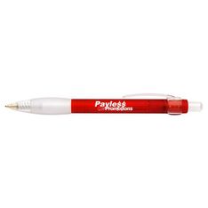 Medium Ballpoint Plastic Pen with Frosted Barrel and Colored Grip