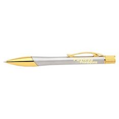 Metal Ballpoint Pen Chrome Gold Trim Professional