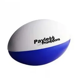 S80 Football Blue & White 2 Panels Imprinted Sports Stress Balls