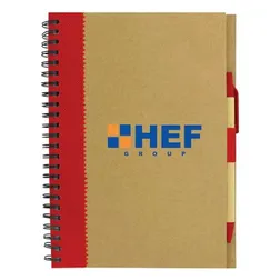 T930 Recycled Cardboard Cover Branded Green Notebooks With Eco Pen - 70 Pages