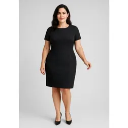 Comfort Wool Stretch Short Sleeve Shift Dress