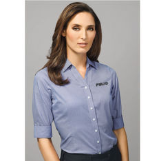 Hudson Ladies Cotton Three Quarter Sleeve Dobby Shirt
