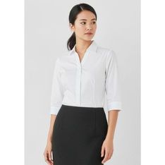 Hudson Ladies Cotton Three Quarter Sleeve Dobby Shirt