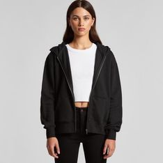 Relaxed Fit Ladies Zip Hoodie Recycled Polyester Cotton Fleece