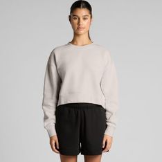 Relaxed Fit Crop Crew Fleece Cotton Recycled Polyester Blend