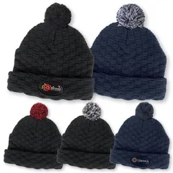 Acrylic Double Layer Winter Beanie with Pom Pom