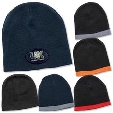 Acrylic Knit Skull Beanie with Contrast Trim