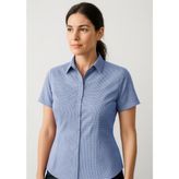 Newport Ladies Semi Fitted Cotton Blend Short Sleeve Check Shirt