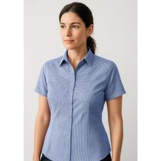 Newport Ladies Semi Fitted Cotton Blend Short Sleeve Check Shirt