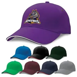 Heavy Brushed Cotton Structured Six Panel Cap with Contrast Sandwich Peak